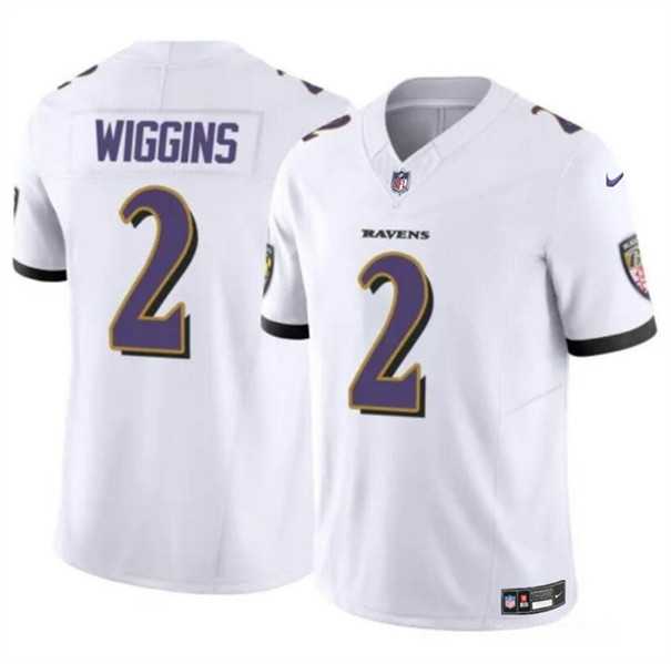 Men & Women & Youth Baltimore Ravens #2 Nate Wiggins White 2024 Draft F.U.S.E. Vapor Limited Jersey